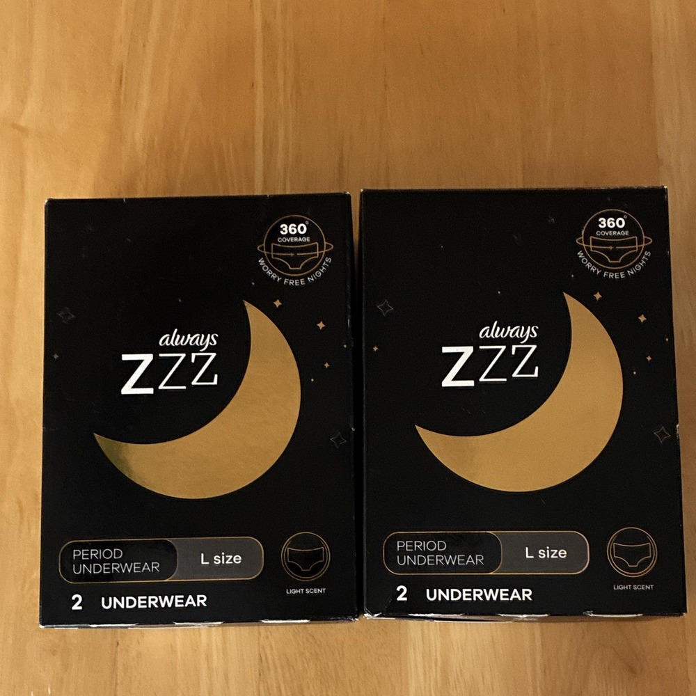 Always ZZZ Menstrual Underwear Size L Light Scent 2 Pack Lot of 2